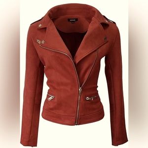 Faux Suede Jacket for Women Long Sleeve Zipper Up Casual Outwear - like new!